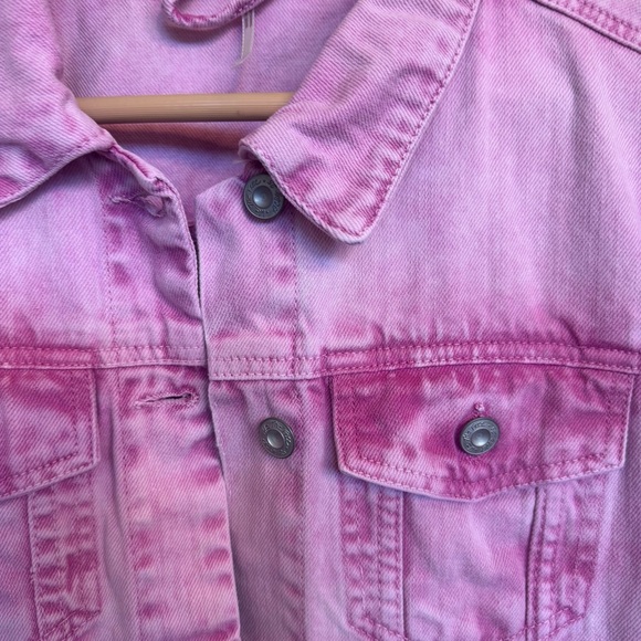 Free People  pink rumors acid wash denim jean jacket - Picture 6 of 7